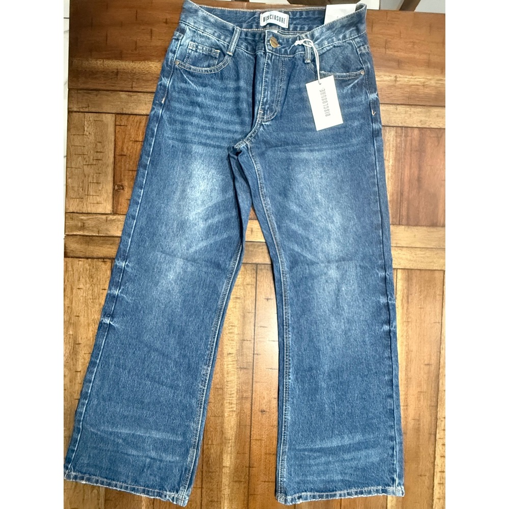 Disclosure Womens Low Rise Bootcut Jeans Blue Denim Y2K Wide Leg Size 5/27